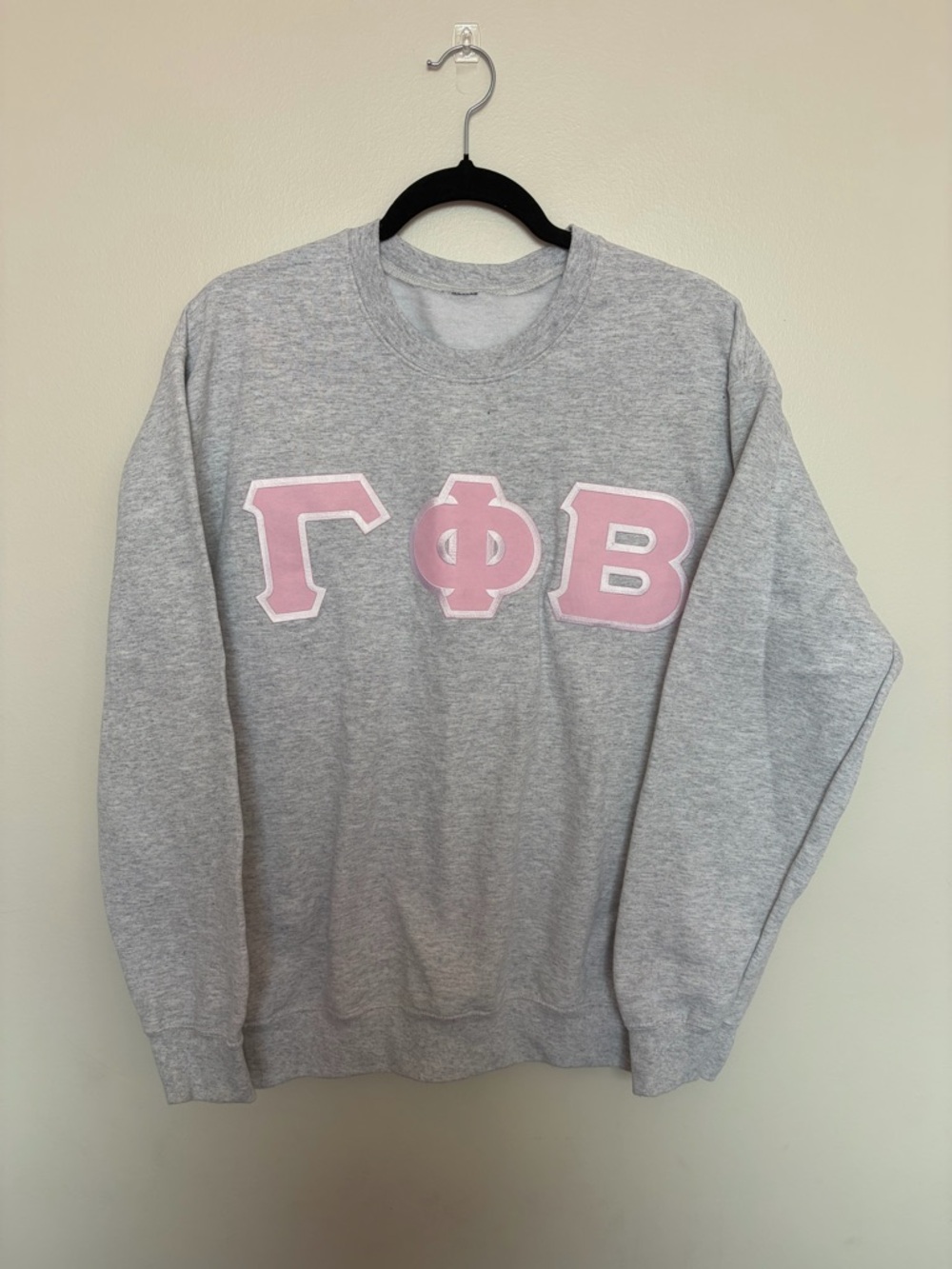 Gray Crewneck Sweatshirt with Gamma Phi Beta letters